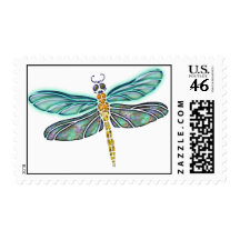 Stained Glass & Abalone Shell Dragonfly Stamps