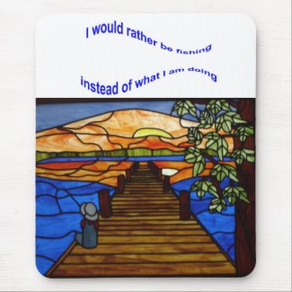 Stained Glass Boy Fishing mousepad