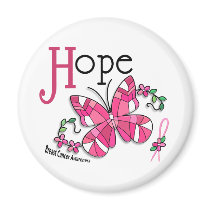 Stained Glass Butterfly 1 Breast Cancer magnets
