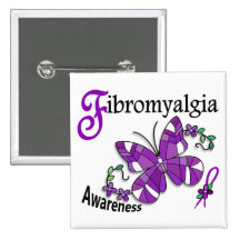 Stained Glass Butterfly 2 Fibromyalgia Pinback Button