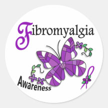 Stained Glass Butterfly 2 Fibromyalgia Stickers