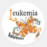 Stained Glass Butterfly 2 Leukemia Round Stickers