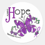 Stained Glass Butterfly Fibromyalgia Round Sticker