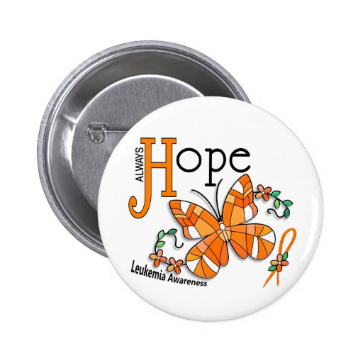 Stained Glass Butterfly Leukemia Button