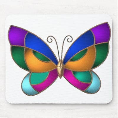 Stained Glass Butterfly Mouse Pad by fstasu54