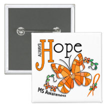 Stained Glass Butterfly MS Pinback Button