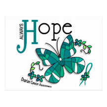 Stained Glass Butterfly Ovarian Cancer Post Card