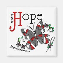 Stained Glass Butterfly Parkinson's Disease Refrigerator Magnets