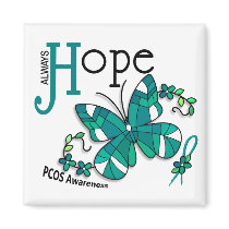 Stained Glass Butterfly PCOS Refrigerator Magnet
