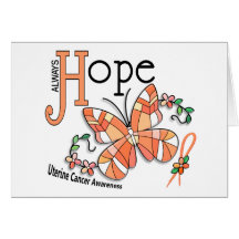 Stained Glass Butterfly Uterine Cancer Greeting Card