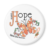 Stained Glass Butterfly Uterine Cancer Fridge Magnets