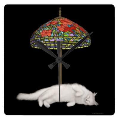 Stained Glass Wall  on Stained Glass Cat Sun Lamp Wall Clock By Twopurringcats