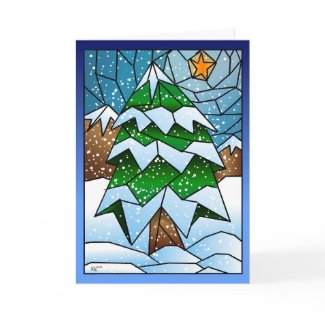 Stained Glass Christmas Tree Greeting Card