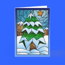 Stained Glass Christmas Tree Greeting Card