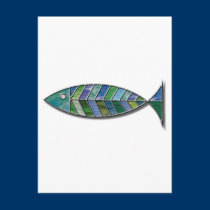 Stained Glass Fish postcards