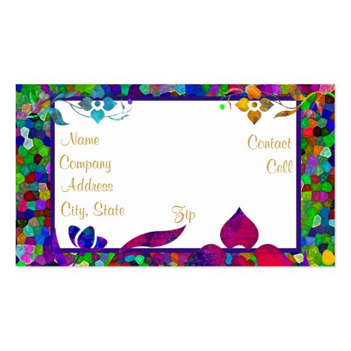 Stained Glass & Flower Border Business Card