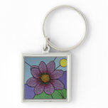 Stained Glass Flower Keychain