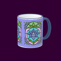STAINED GLASS FLOWER OVAL by SHARON SHARPE mugs