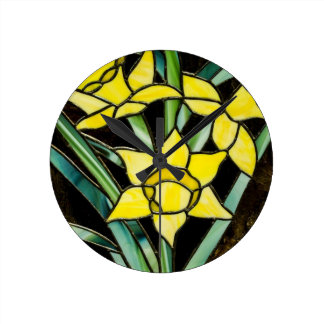 STAINED GLASS FLOWERS CLOCKS