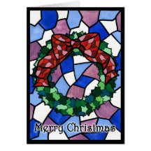 Stained Glass Holiday Wreath Greeting Cards