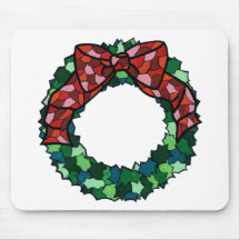 Stained Glass Holiday Wreath Mousepads