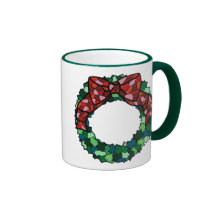 Stained Glass Holiday Wreath Mugs