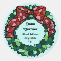 Stained Glass Holiday Wreath Sticker