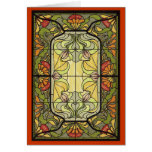 Stained Glass in Moss and Orange Card