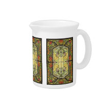 Stained Glass in Moss and Orange Drink Pitcher