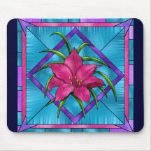 Stained Glass Lilly Mouse Mats