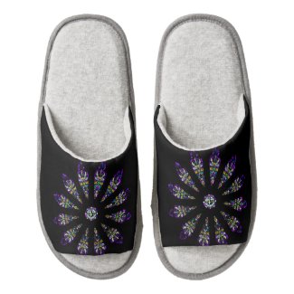 Stained Glass Mandala Pair of Open Toe Slippers