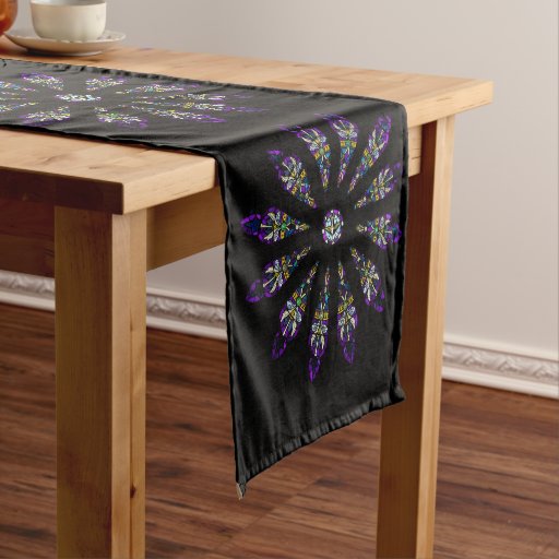Stained Glass Mandala Short Table Runner Zazzle