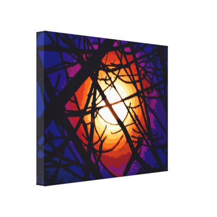 Stained Glass Moon Abstract Canvas Print