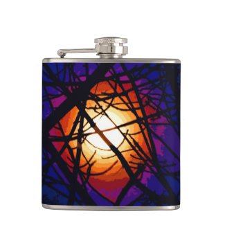 Stained Glass Moon Abstract Flask