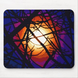 Stained Glass Moon Abstract Mouse Pad