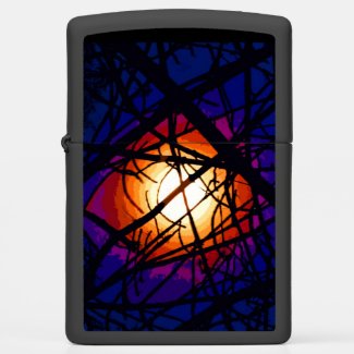 Stained Glass Moon Abstract Zippo Lighter