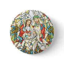 Stained Glass Nativity Painting Buttons