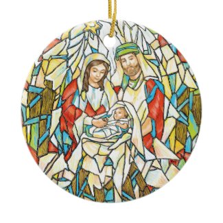 Stained Glass Nativity Painting Christmas Tree Ornament