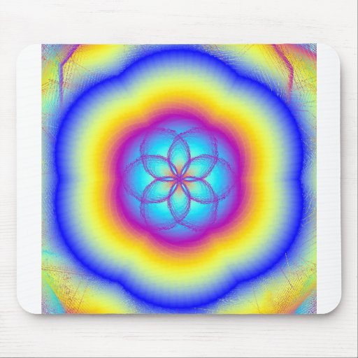 Stained Glass Rainbow Lotus Blossom Mouse Pad