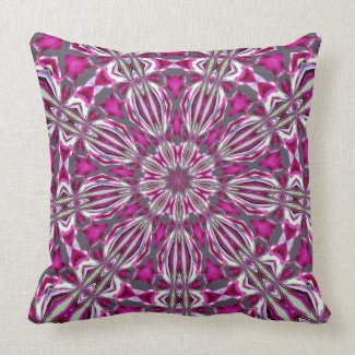 Stained Glass Redbud Medallion Throw Pillow