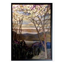 Stained glass scenery post card