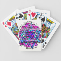 Stained Glass Star of David. Poker Deck