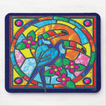 STAINED GLASS TOUCANS mousepads by voliman STAINED GLASS TOUCANS mousepads