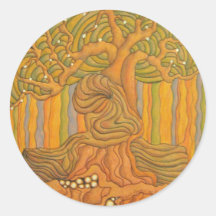 "Stained Glass" Tree Round Sticker