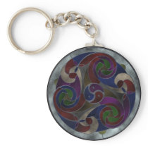 Stained Glass Triskele Key Chain