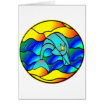 Stained Glass Type Dolphin Greeting Card