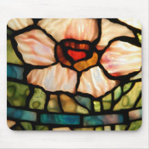 stained glass white poppy mouse pad
