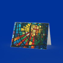 Stained glass window Christian Cross Greeting Card