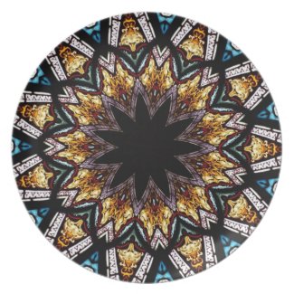 Stained Glass Window Kaleidoscope 4 Dinner Plates