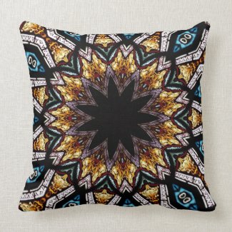 Stained Glass Window Kaleidoscope 4 Pillow